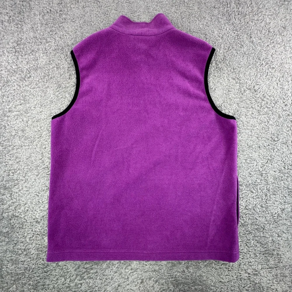 VTG LL Bean Factory Store Women Purple Fleece Vest Full Zip Mock Neck Medium USA